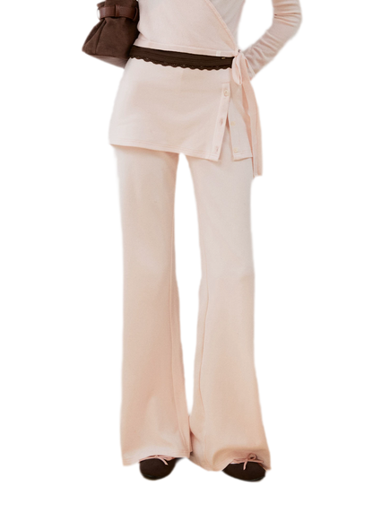 Organic Cotton Faux-Layer Flare Sweatpants