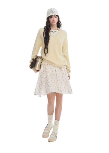 Brushed V-Neck Wool Sweater