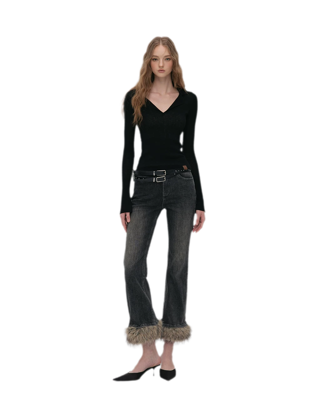 Wool Ribbed Polo Top