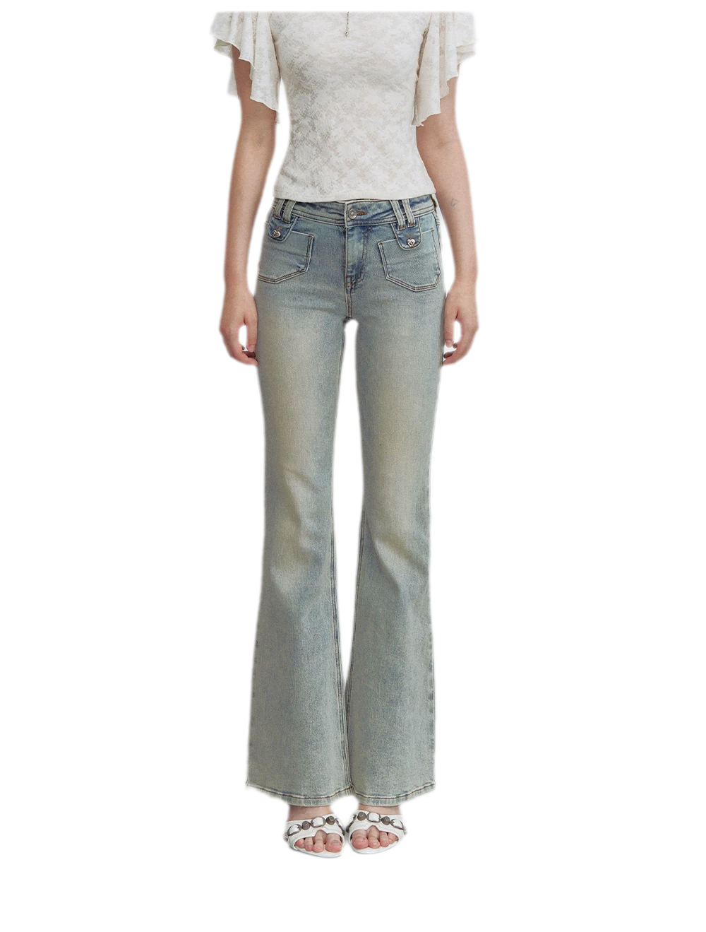 Vintage Wash Micro-Flare Jeans
