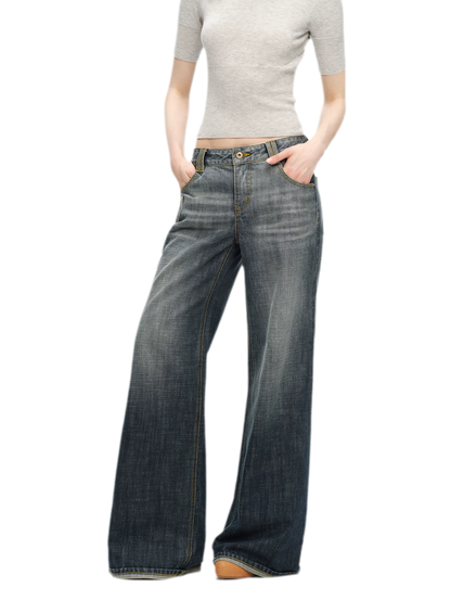 Washed Cotton Straight-Leg Jeans