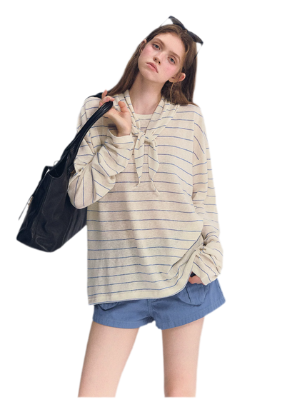 Striped Rhinestone Cotton Tee
