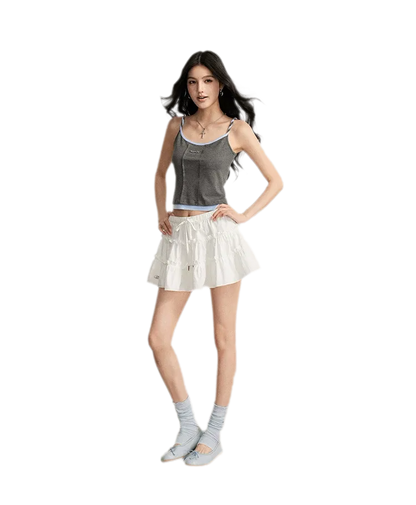 Lace Tiered Mini Skirt