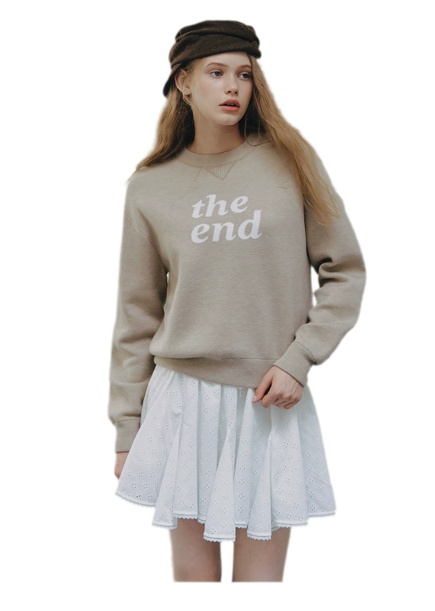 Jacquard Cropped Crewneck Sweater