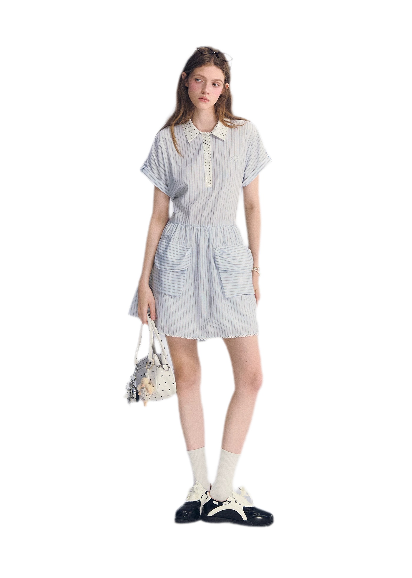 Striped Lace Trim Dress