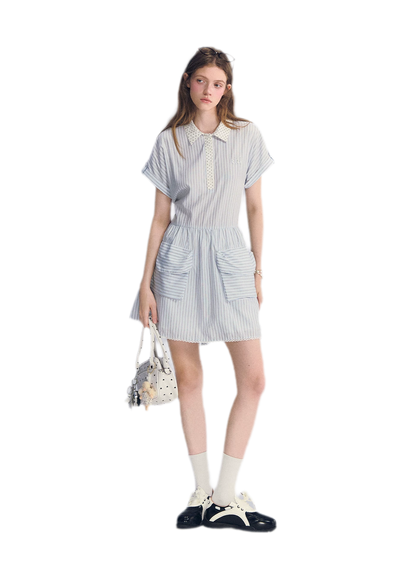 Striped Lace Trim Dress