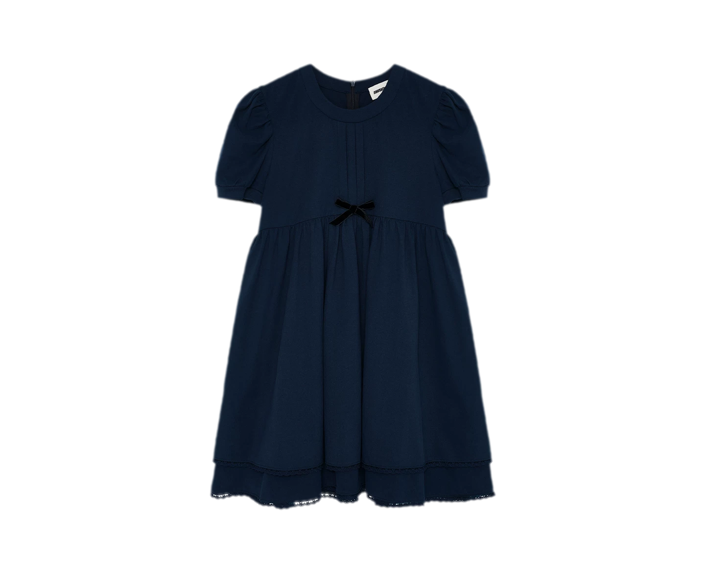 Cotton Puff Sleeve Bow Dress