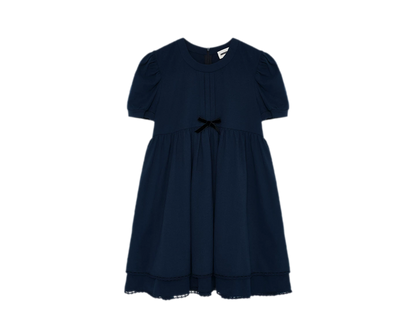 Cotton Puff Sleeve Bow Dress