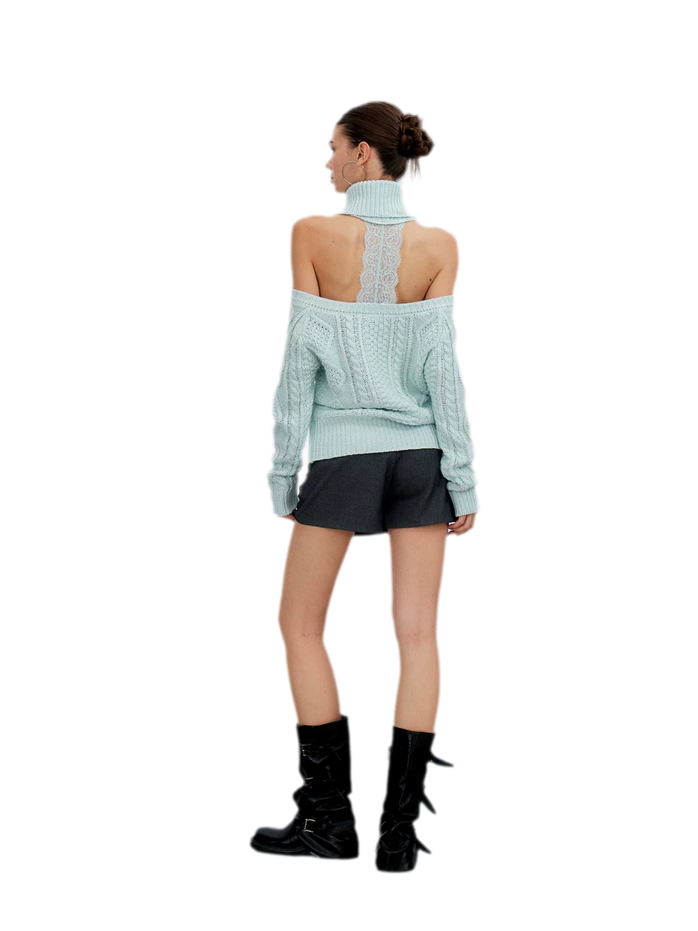 Cable-Knit Cutout Turtleneck Sweater