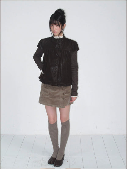 Suede Layered Flare Jacket