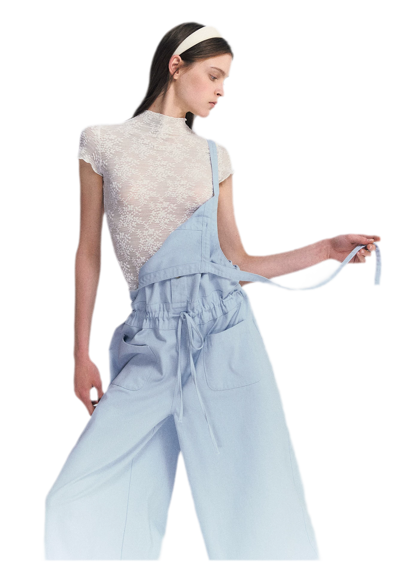 Lace Mesh Mock Neck Top