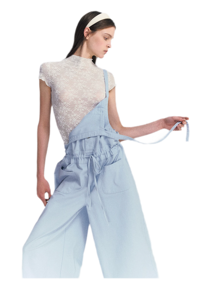 Lace Mesh Mock Neck Top