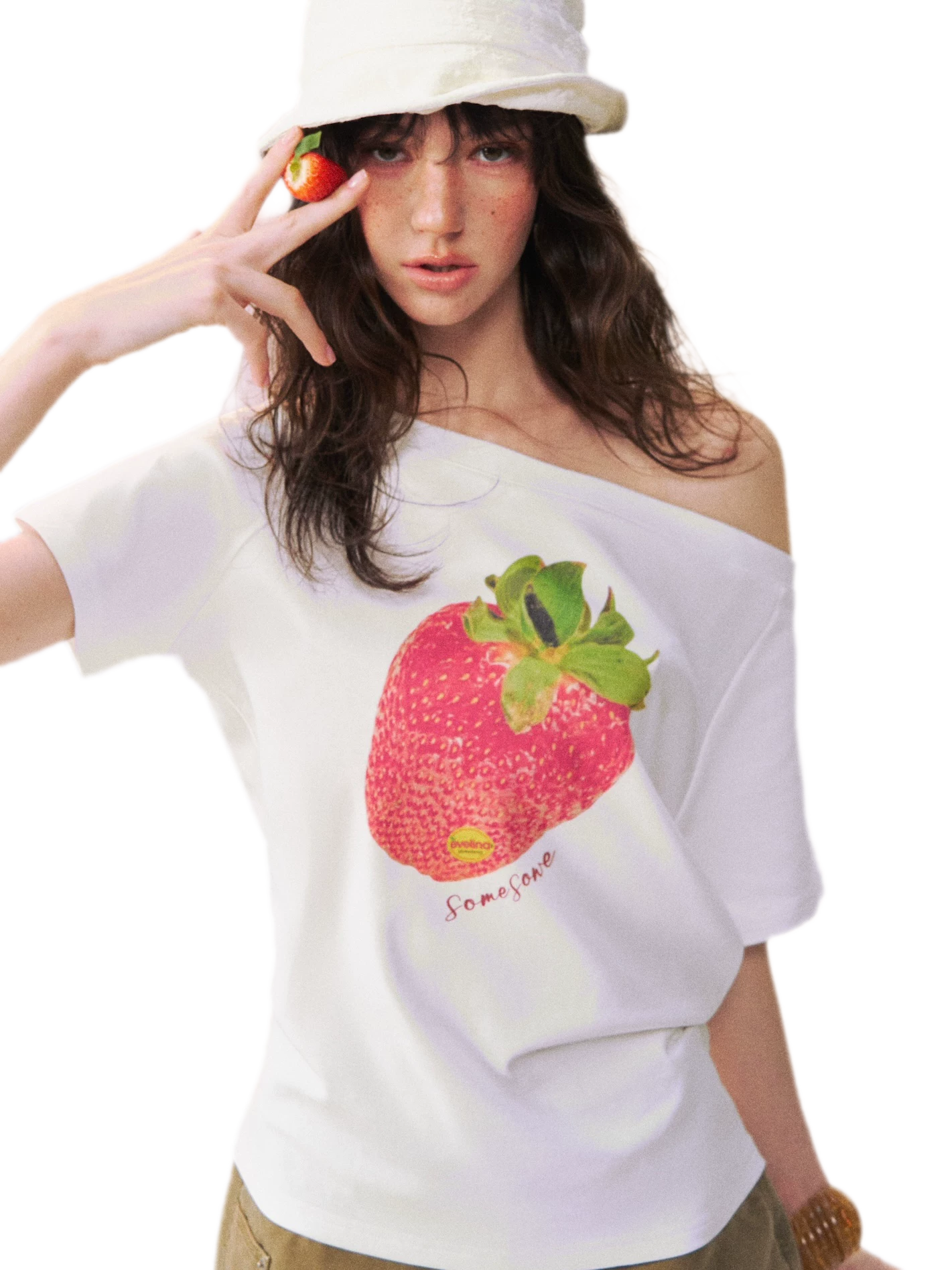 Dopamine Strawberry One-Shoulder Tee