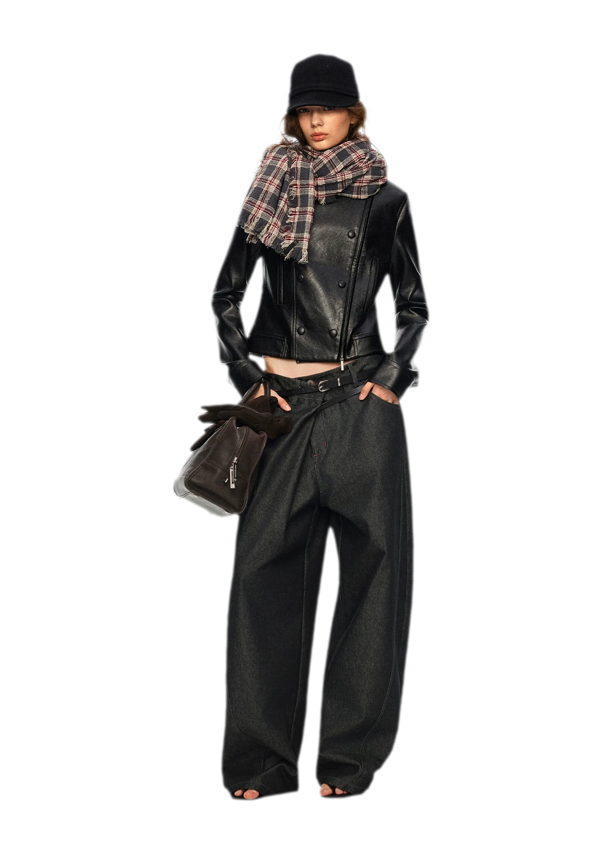 Wool Plaid Fringed Scarf