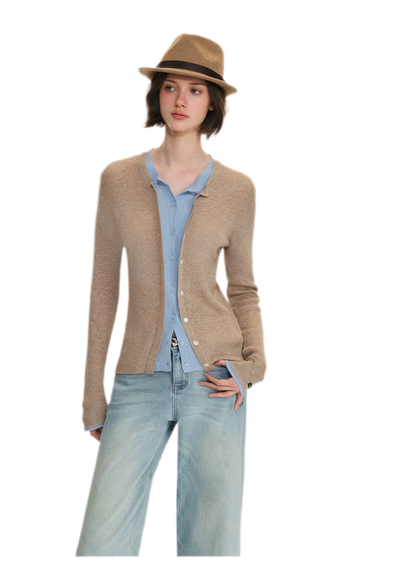 Fine Knit Contrast Cardigan