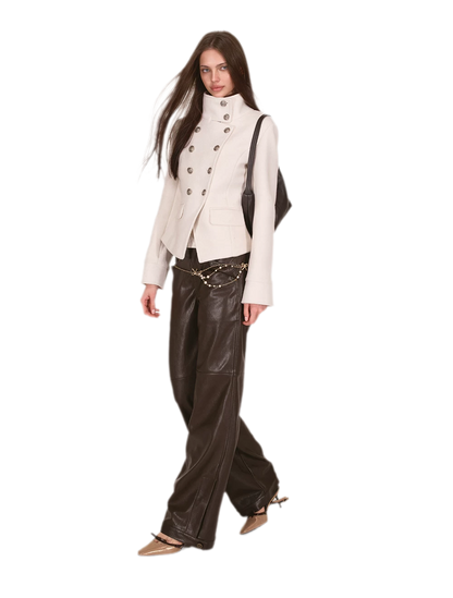 Structured Napoleon Double-Breasted Jacket