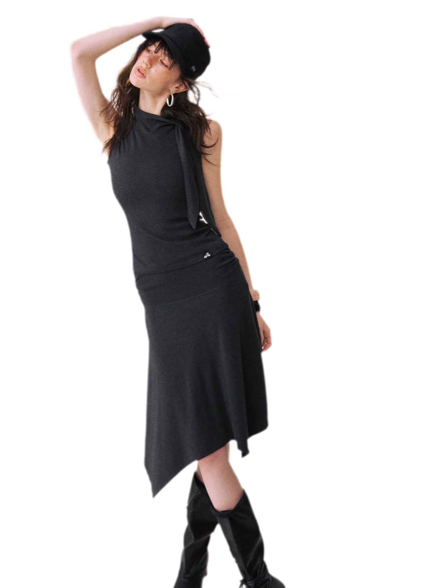 Draped Tie Top &amp; Skirt Set