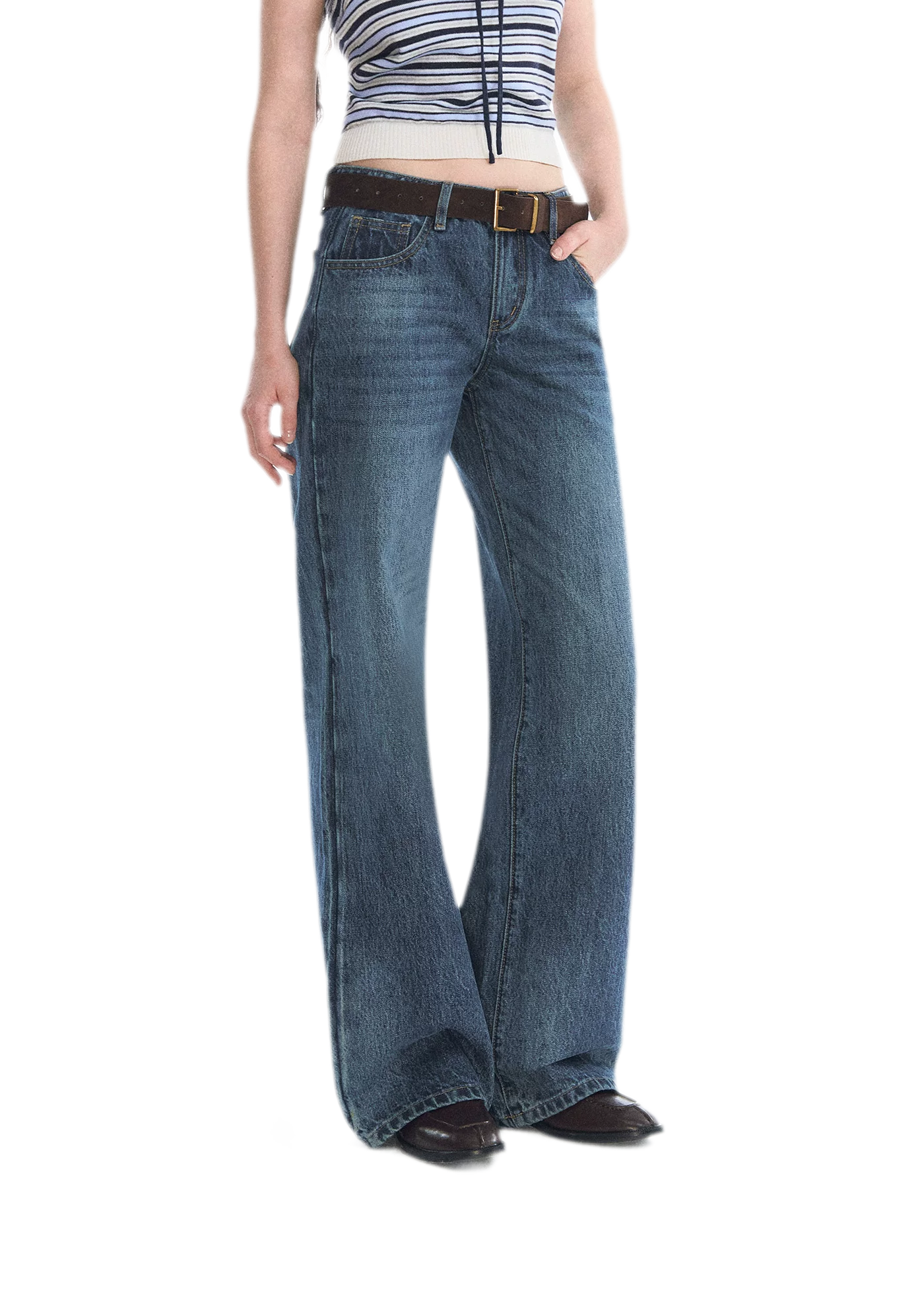 Washed Bow Embroidered Jeans