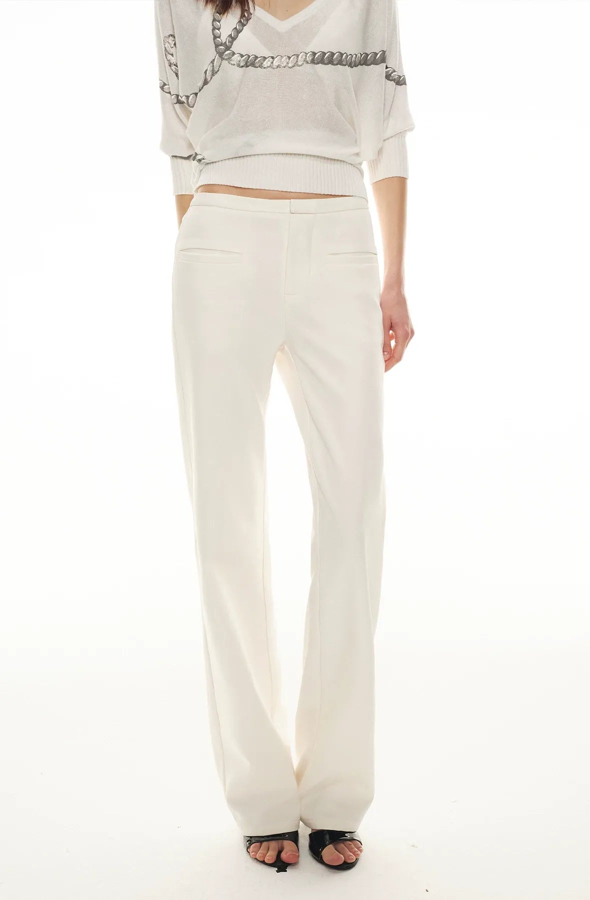 Classic Off-White Slim Straight Trousers