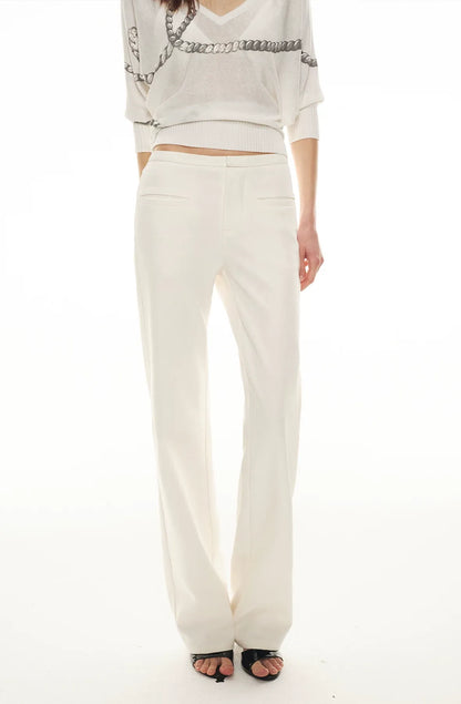Classic Off-White Slim Straight Trousers