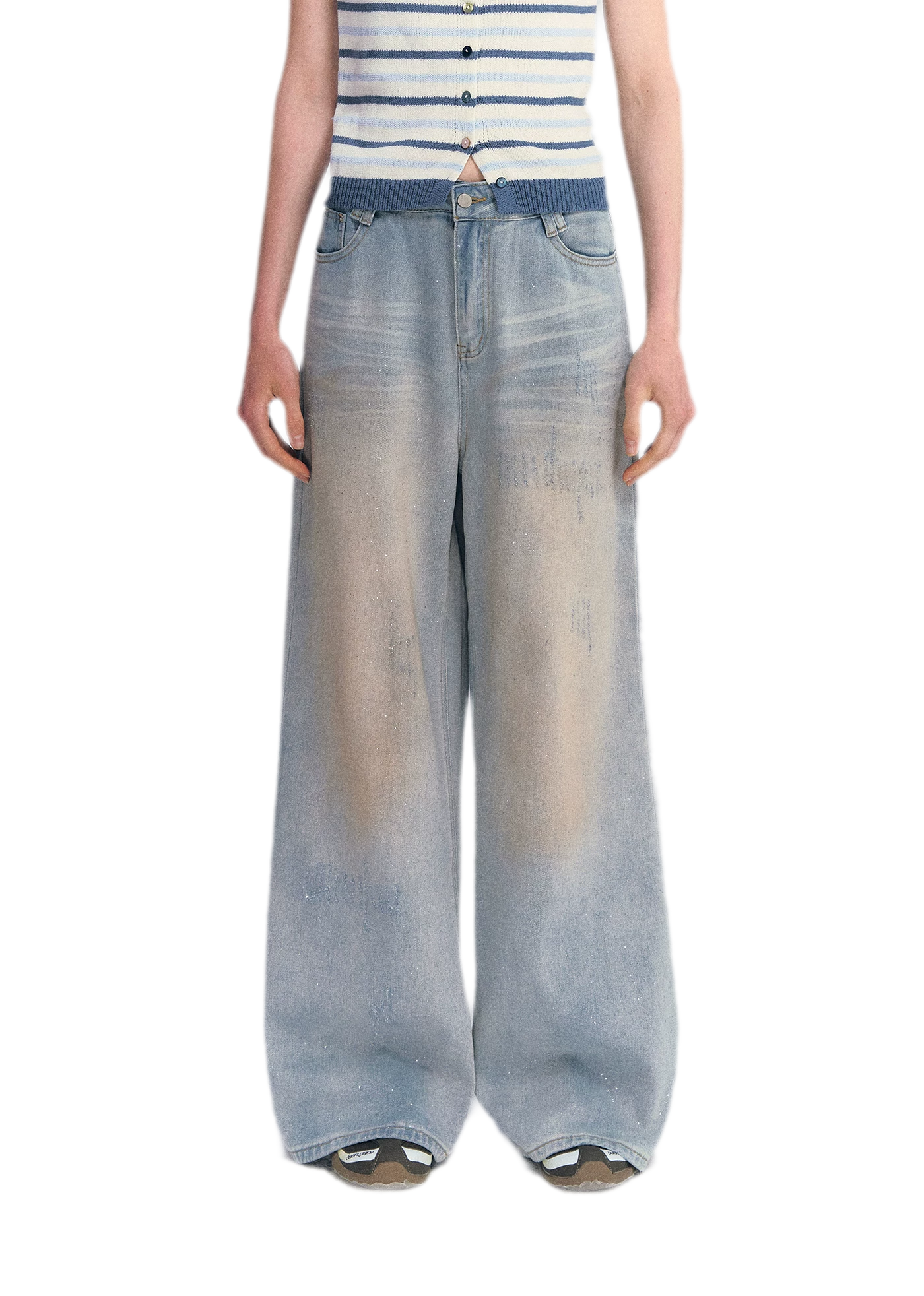 Sequin Wide-Leg Jeans