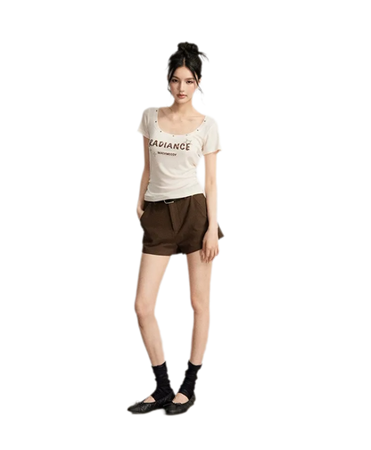 Tencel U-Neck Logo T-Shirt