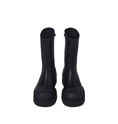 Mid-Calf Leather Boots