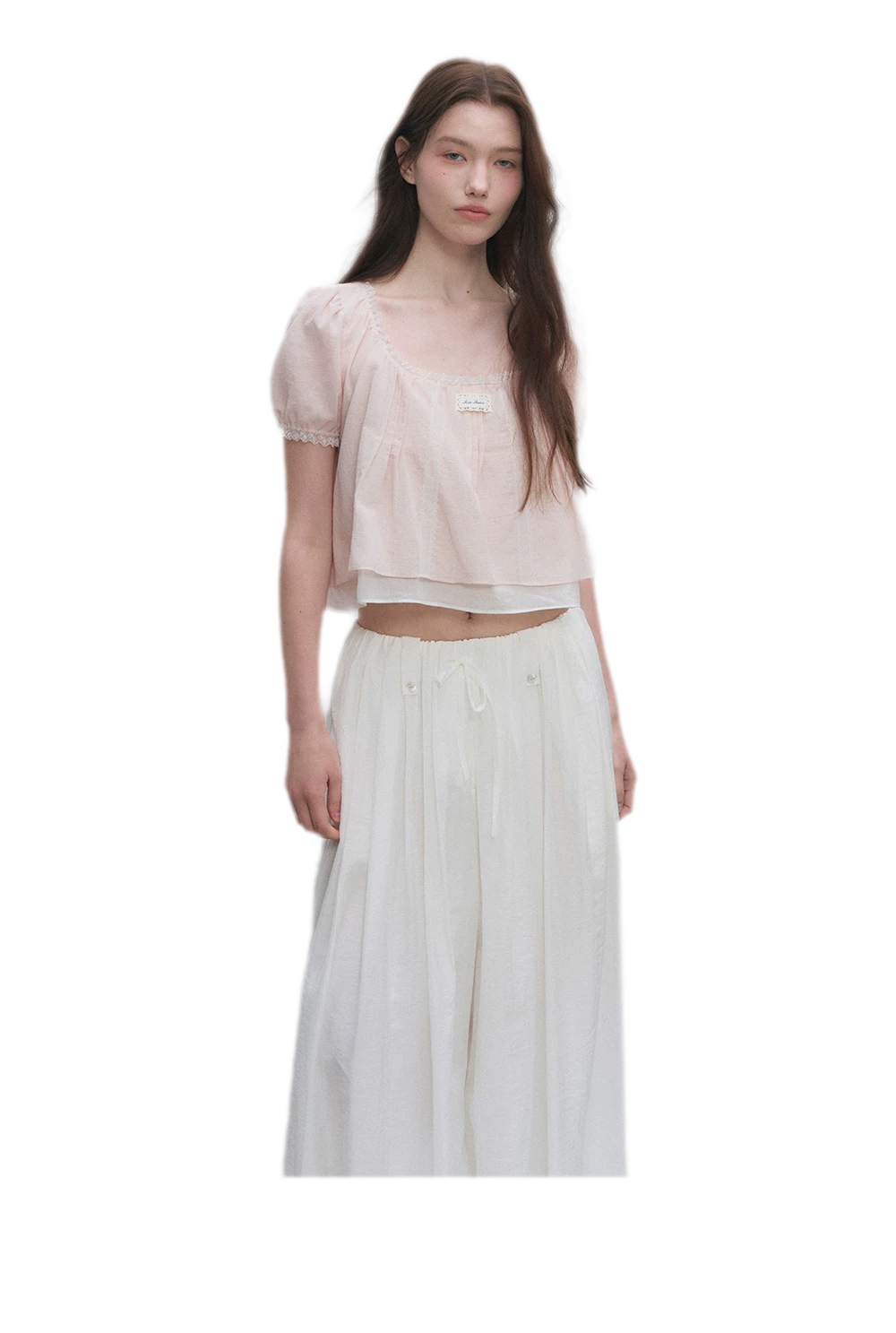 Cotton Lace Trim Cropped Top