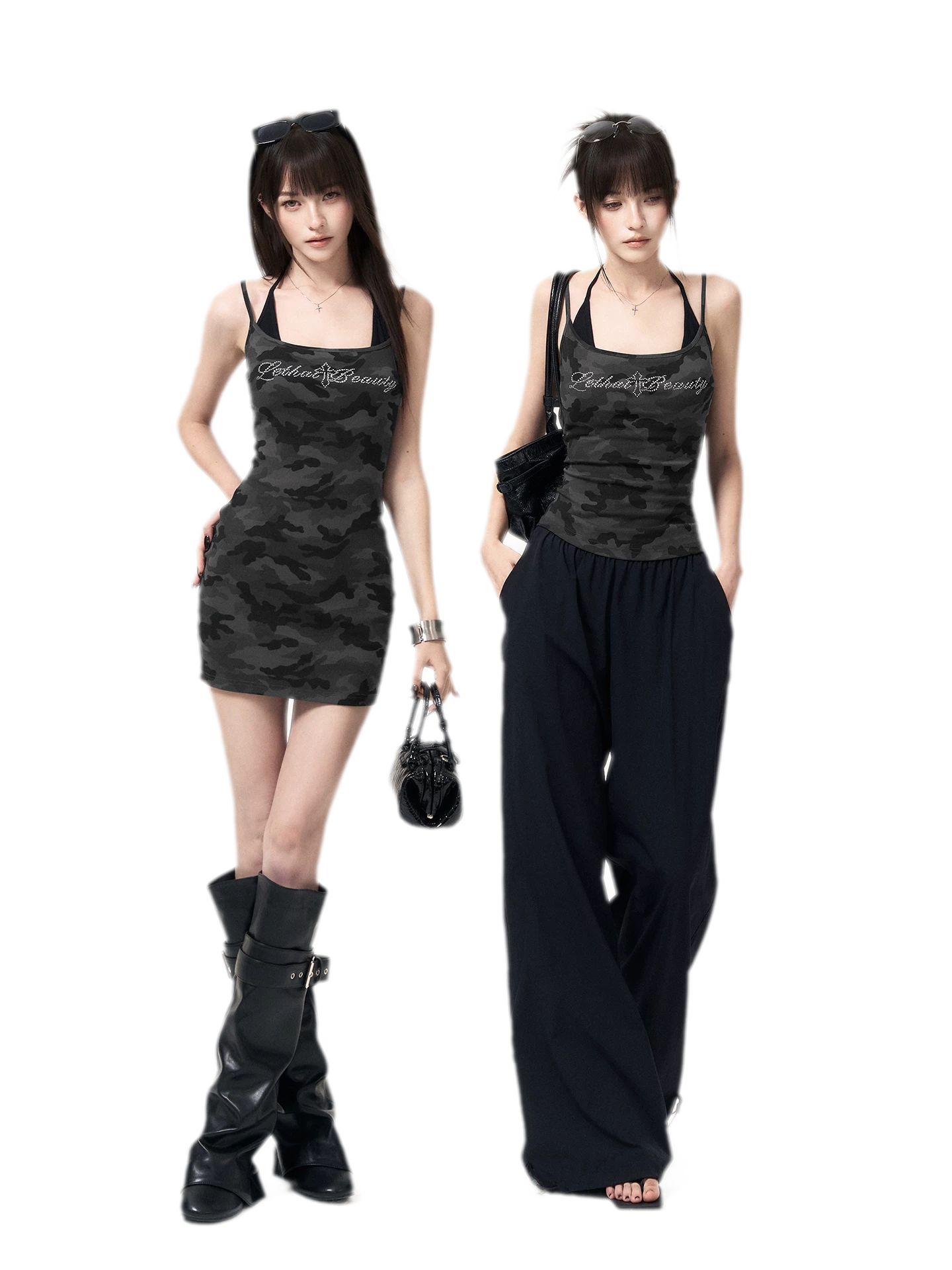 Camouflage Rhinestone Dress
