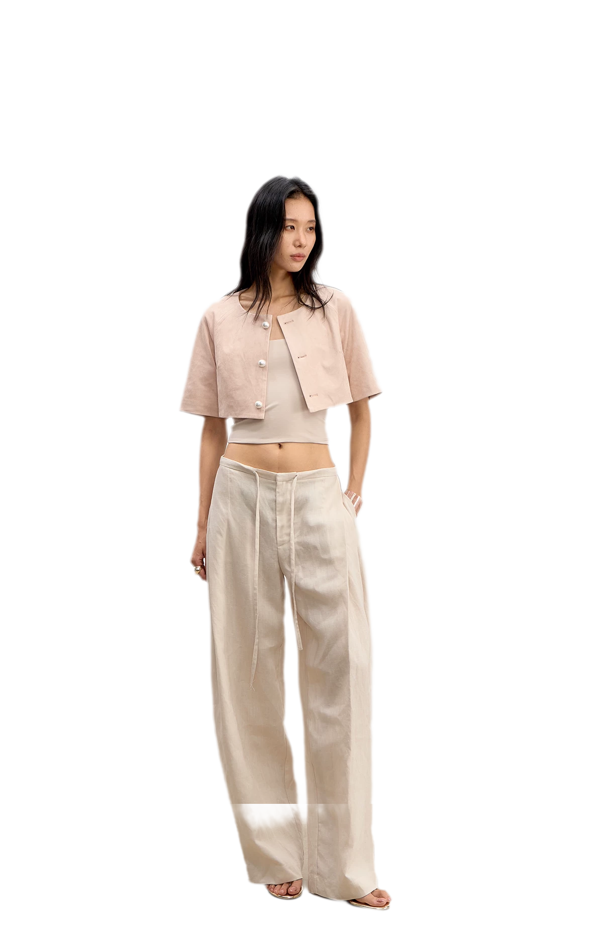 Giacca cropped raglan effetto pelle