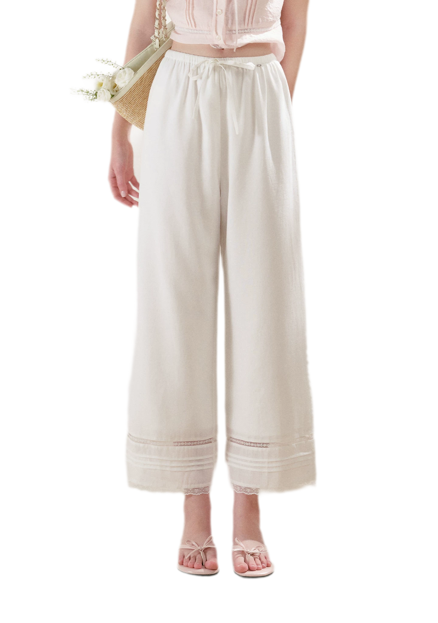 Tencel Linen Cropped Straight-Leg Pants