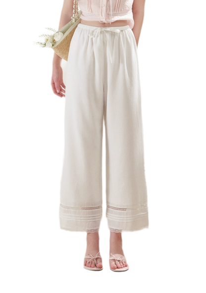 Tencel Linen Cropped Straight-Leg Pants