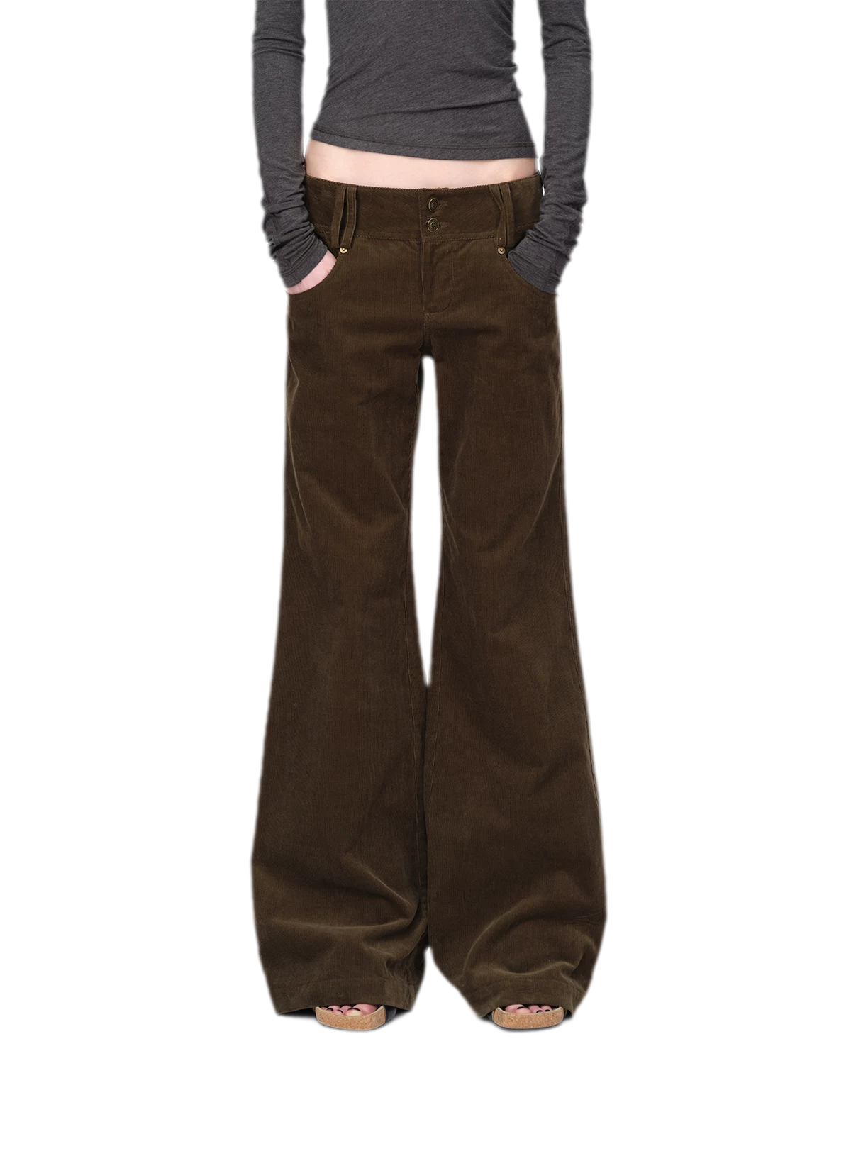 Washed Corduroy Wide-Leg Trousers