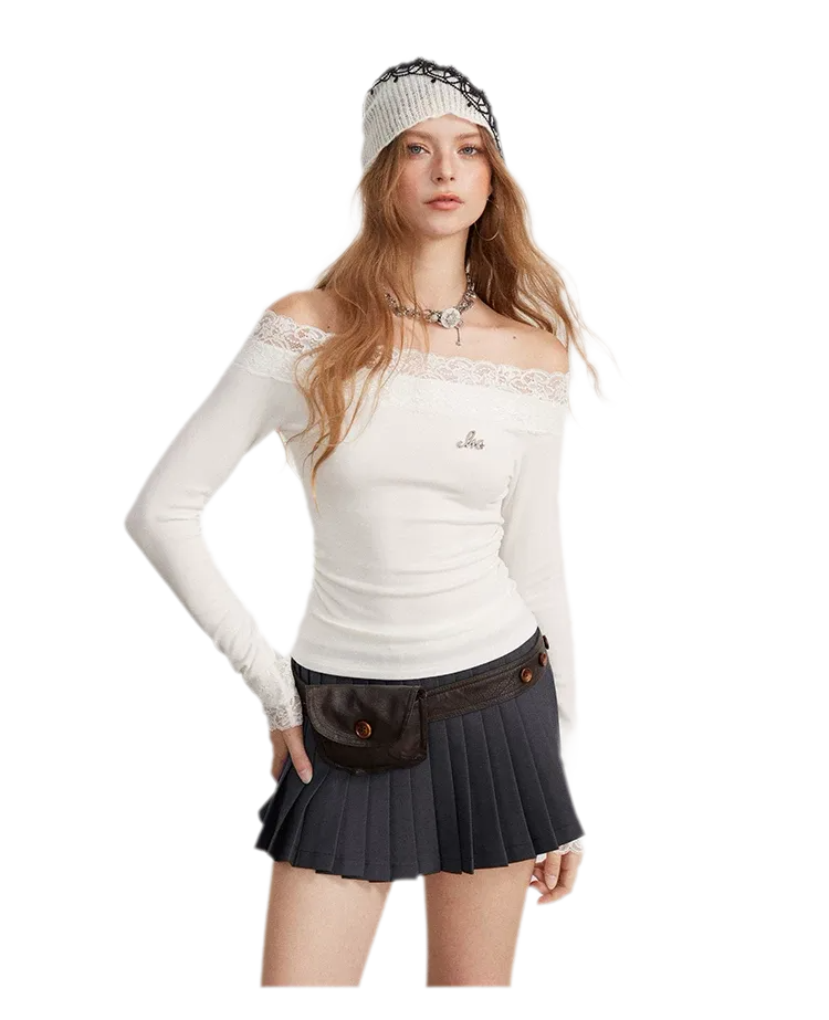 Lace Panel Off-Shoulder T-Shirt