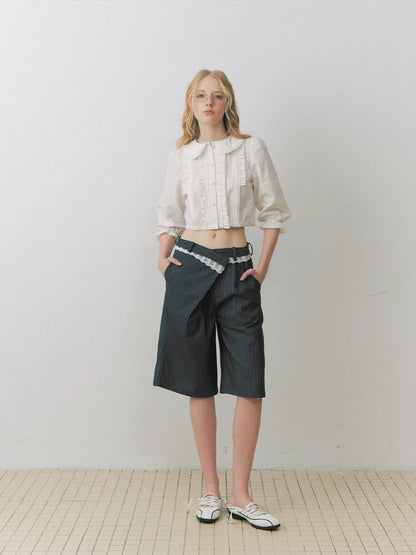 Ruffled Collar Peplum Blouse