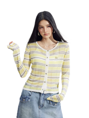 Striped Ice Silk Cardigan