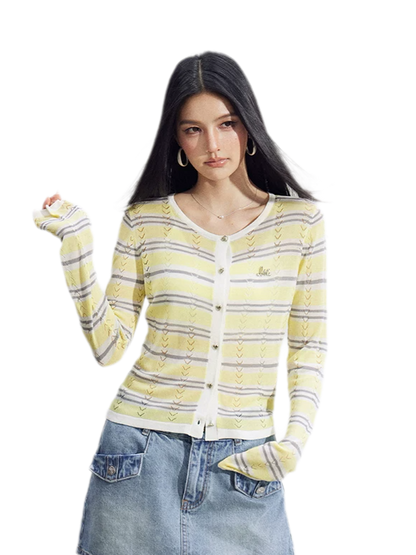 Striped Ice Silk Cardigan