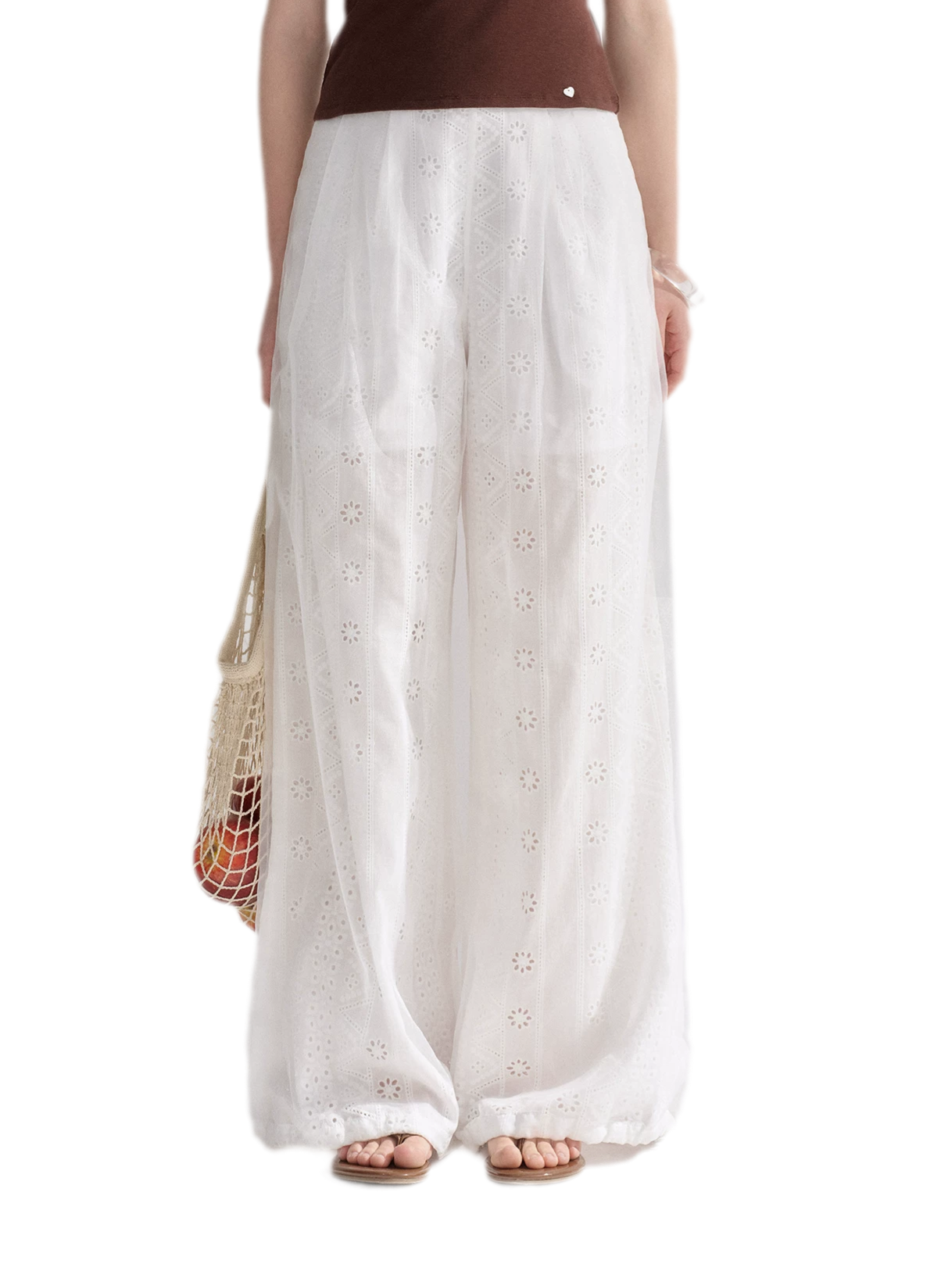 Sheer Eyelet Lantern Pants
