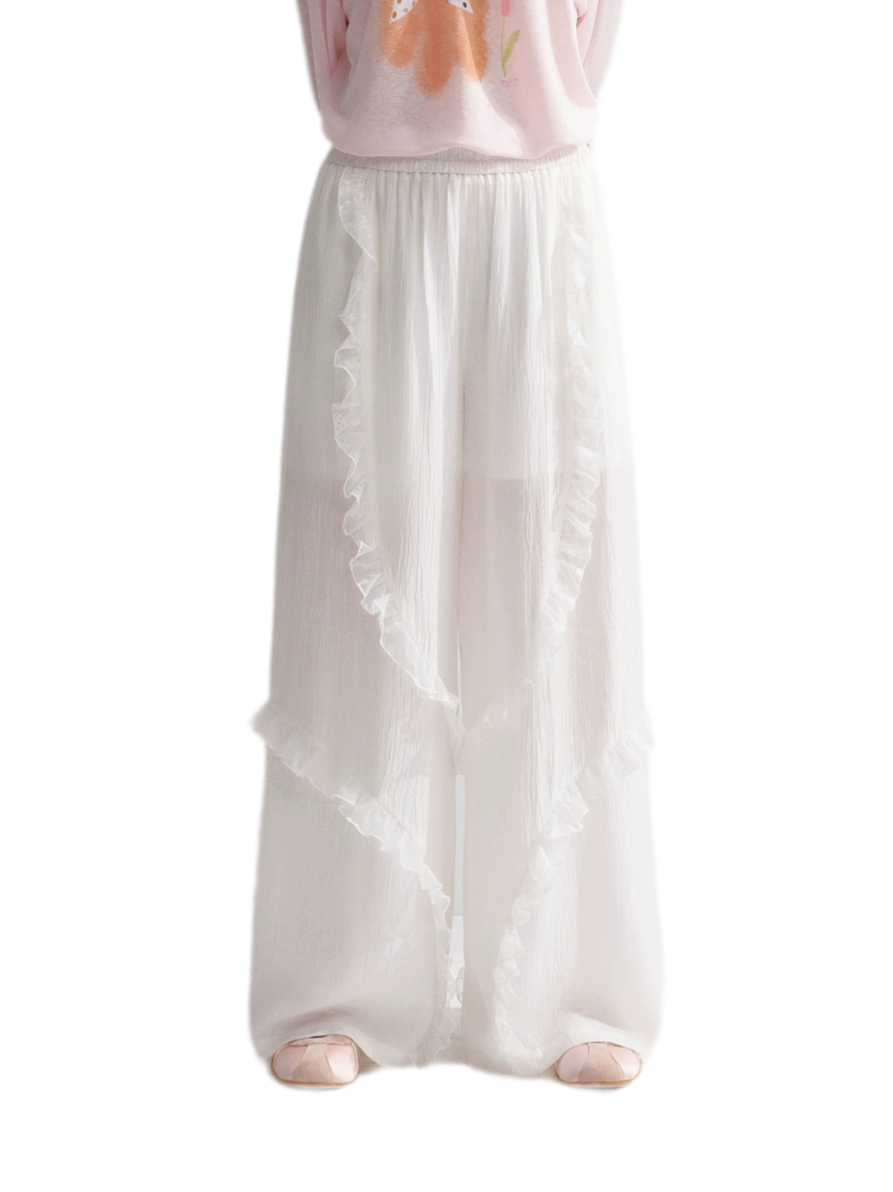 Lace Textured Wide Pants
