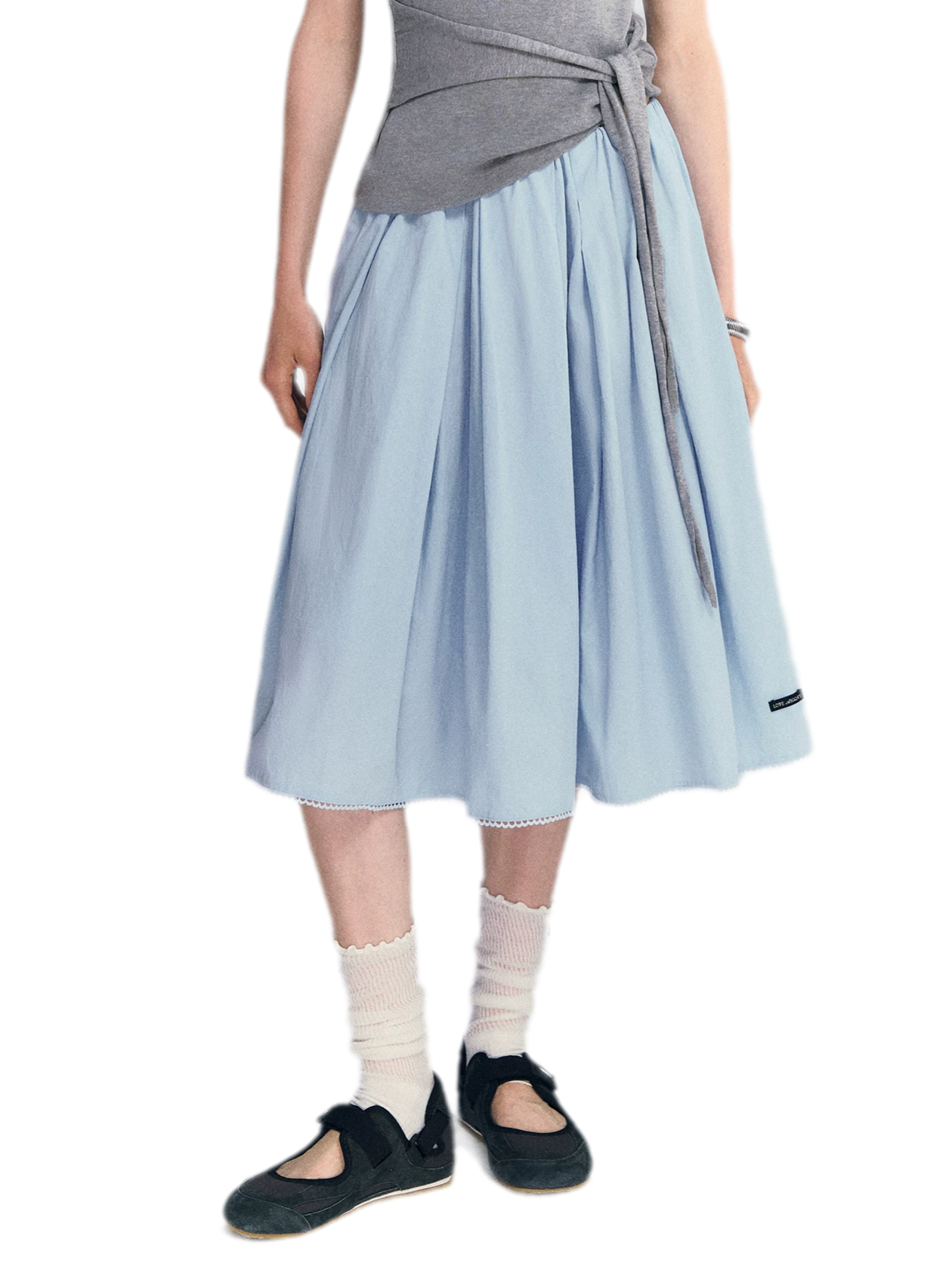 Blue Lace Midi Skirt