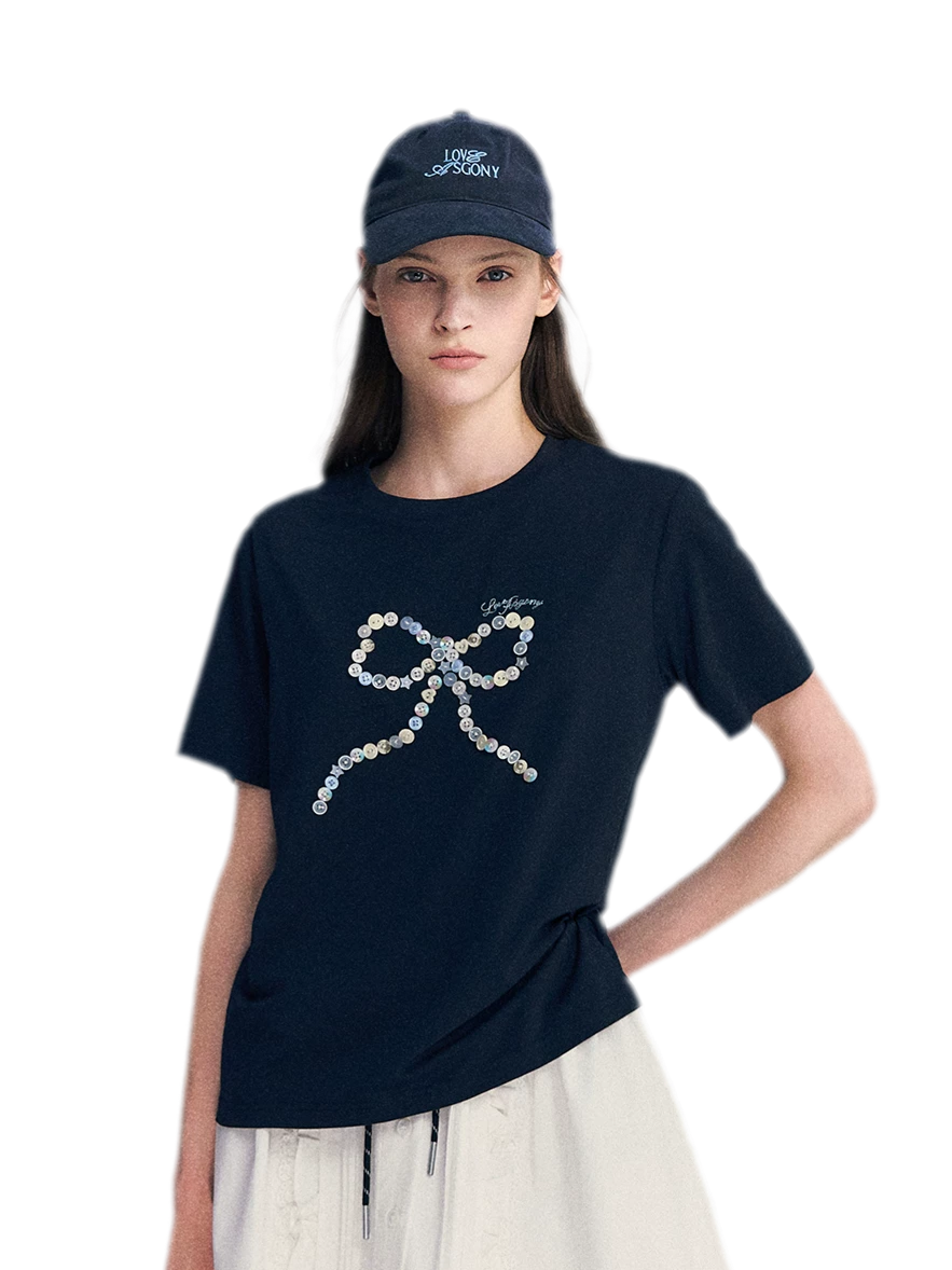 Hand-Sewn Bow T-Shirt