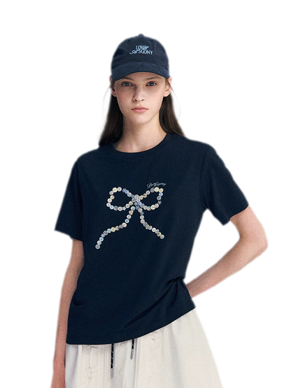 Hand-Sewn Bow T-Shirt