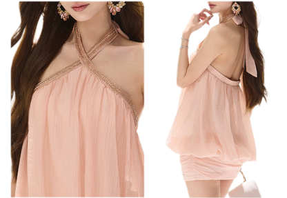 Beaded Halter Mini Dress