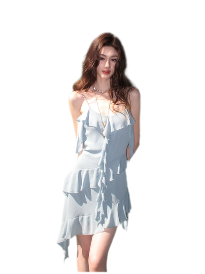 Ruffled Asymmetric Cami Dress