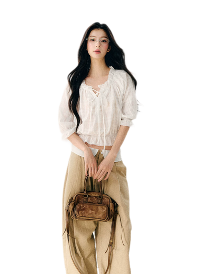 Sheer Ruffled Chiffon Blouse