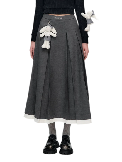 Pleated Suit Midi Skirt
