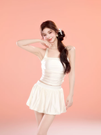 White Two-Piece Swim Dress