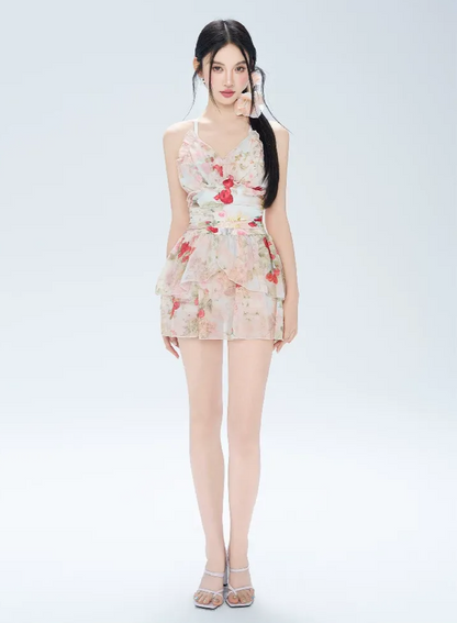Floral Ruffle Swim Dress