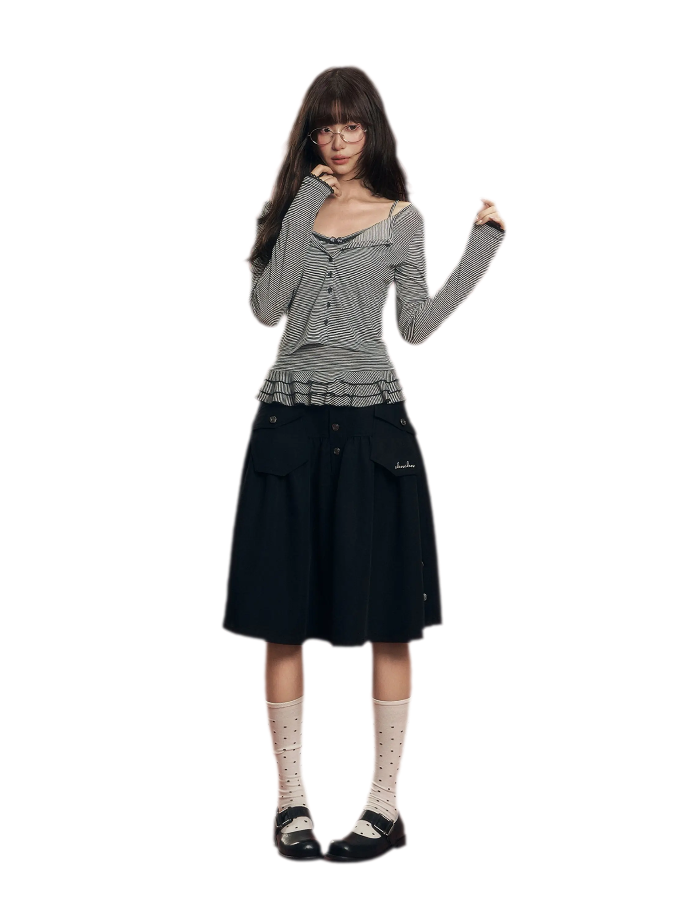 Striped Knit Cardigan Set