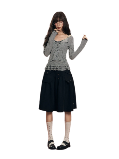 Striped Knit Cardigan Set